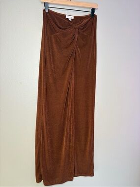 Topshop Brown Twist-Front Maxi Skirt